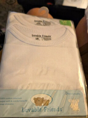 Luvable Friends Baby Girl Cotton Bodysuits 3-Pack White Baby 3M